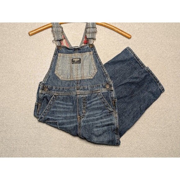 Vintage OshKosh B’gosh Denim Overalls Patchwork Carpenter Toddler 5T - Picture 1 of 7